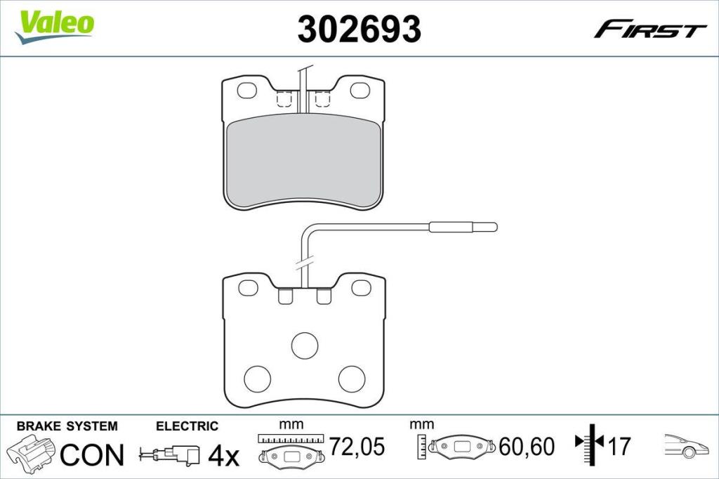 Jogo de 4 pastilhas de travão VALEO ref. 302693
